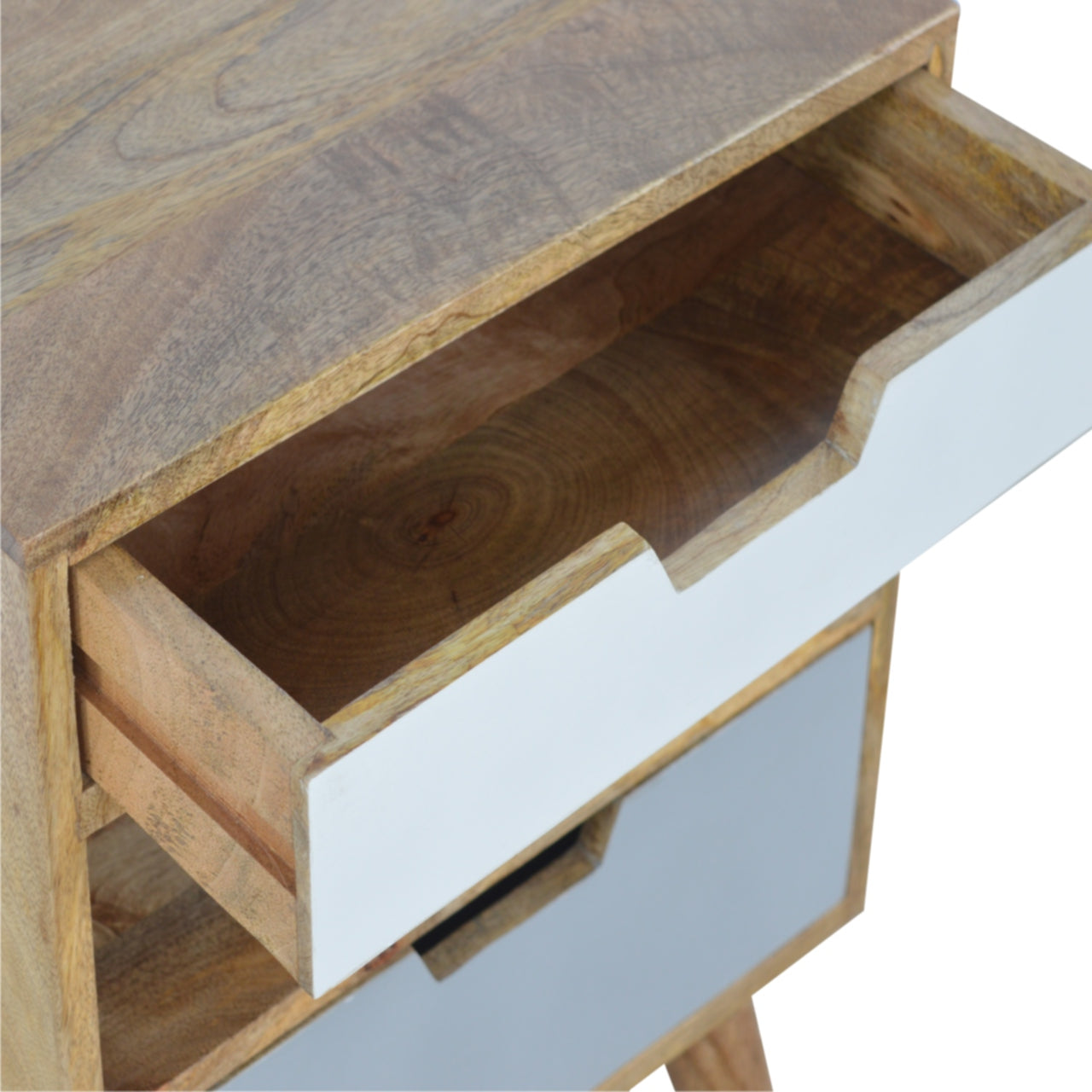 Grey and White Cut-out Nightstand