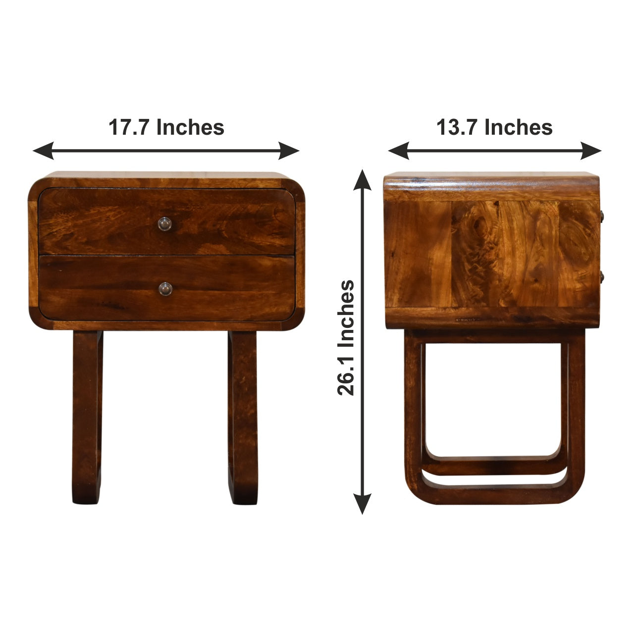 U-Curved Chestnut Nightstand