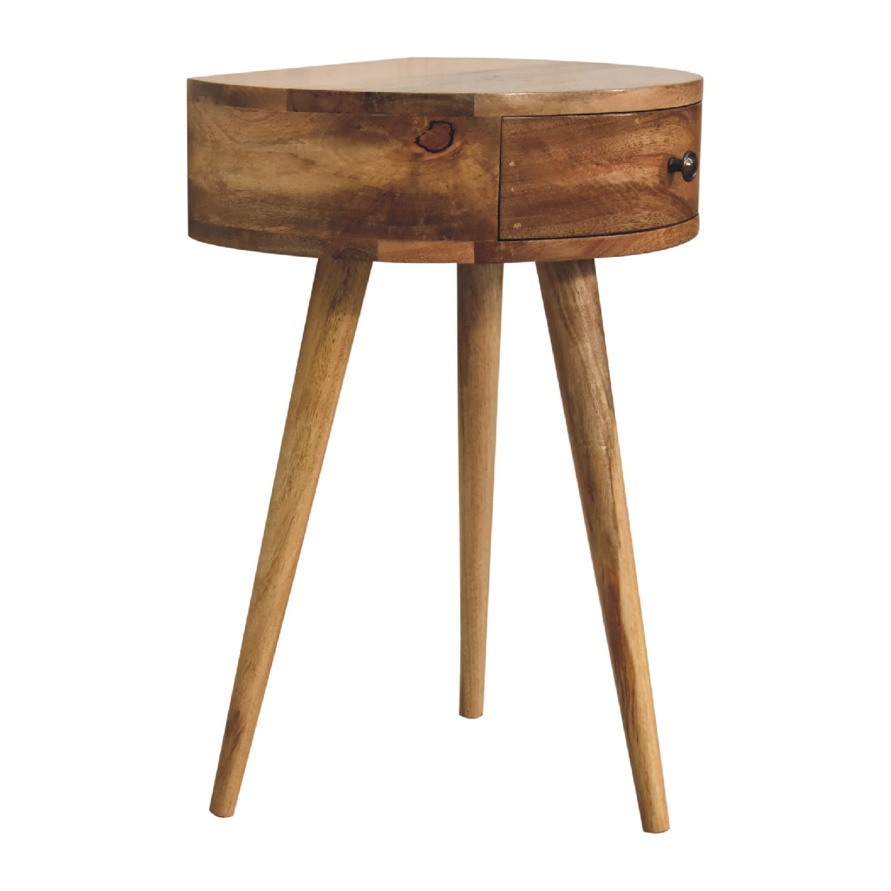 Mini Oak-ish Circular Shape Nightstand