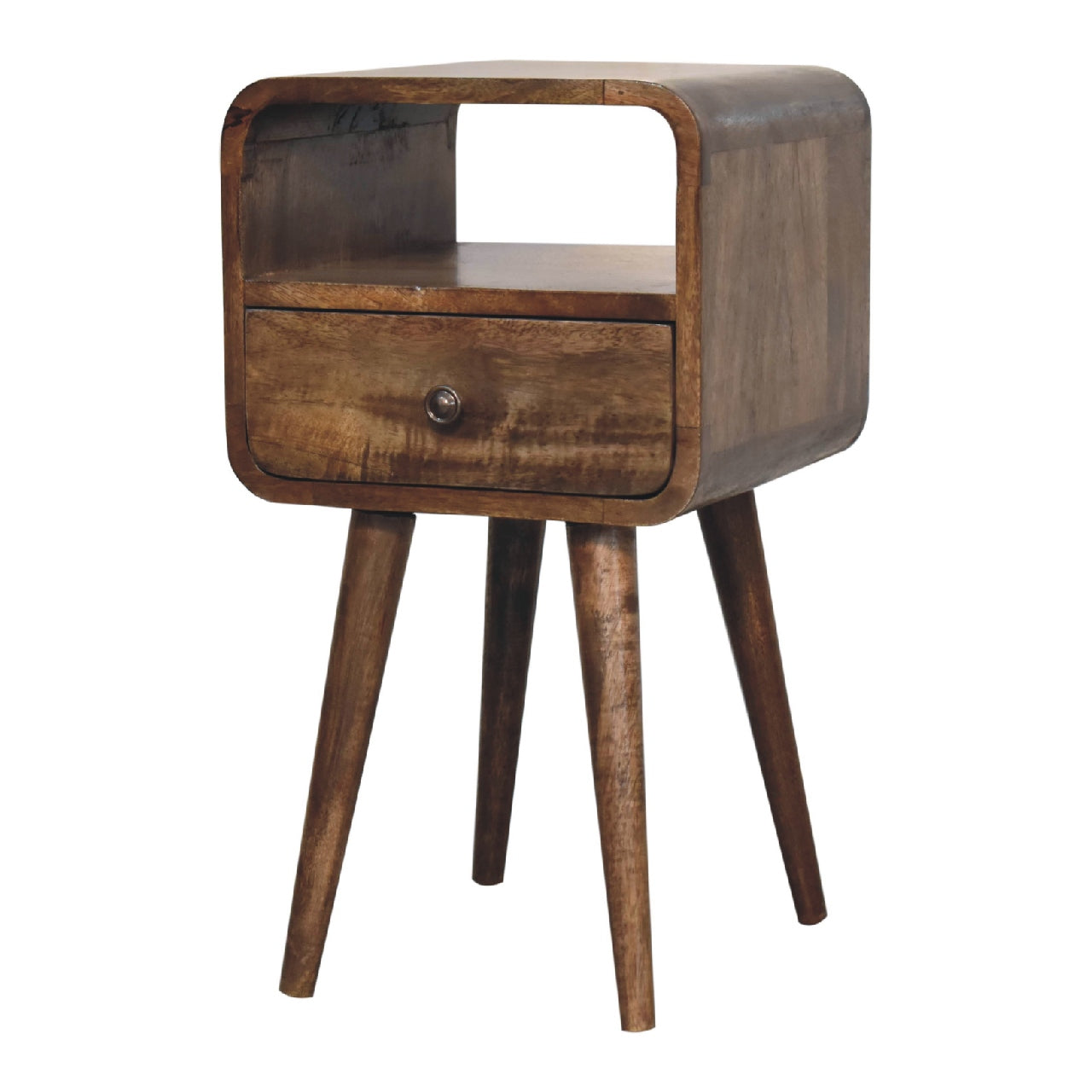 Mini Grey Wash Curve Open Nightstand