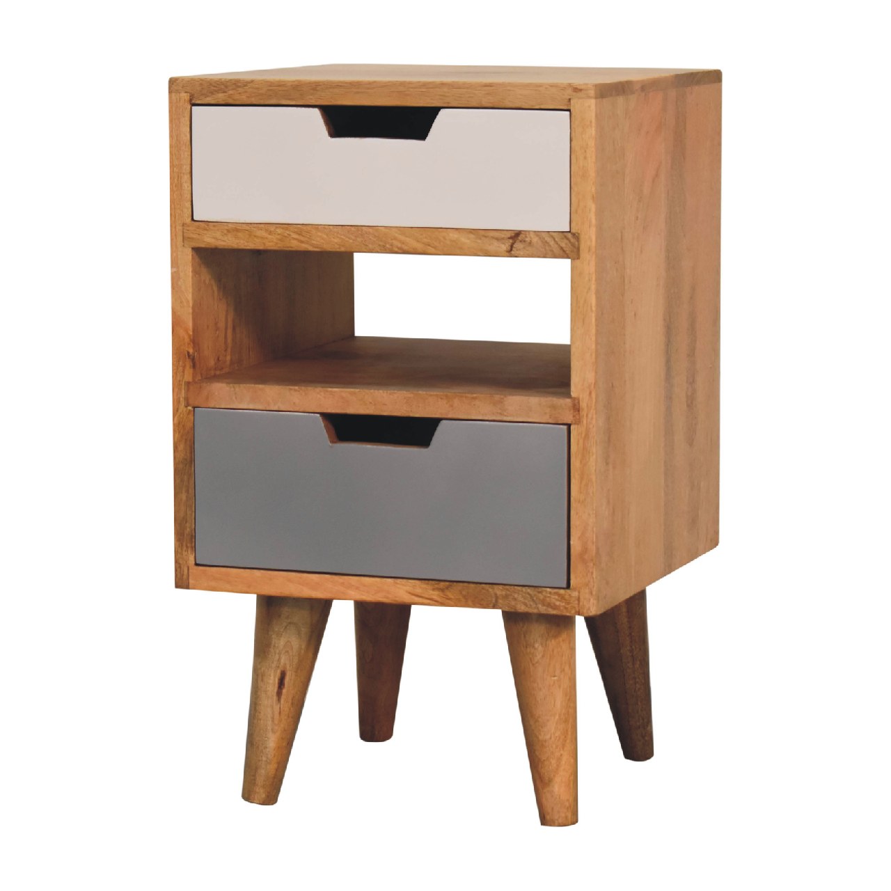 Mini Grey and White Cut-out Nightstand