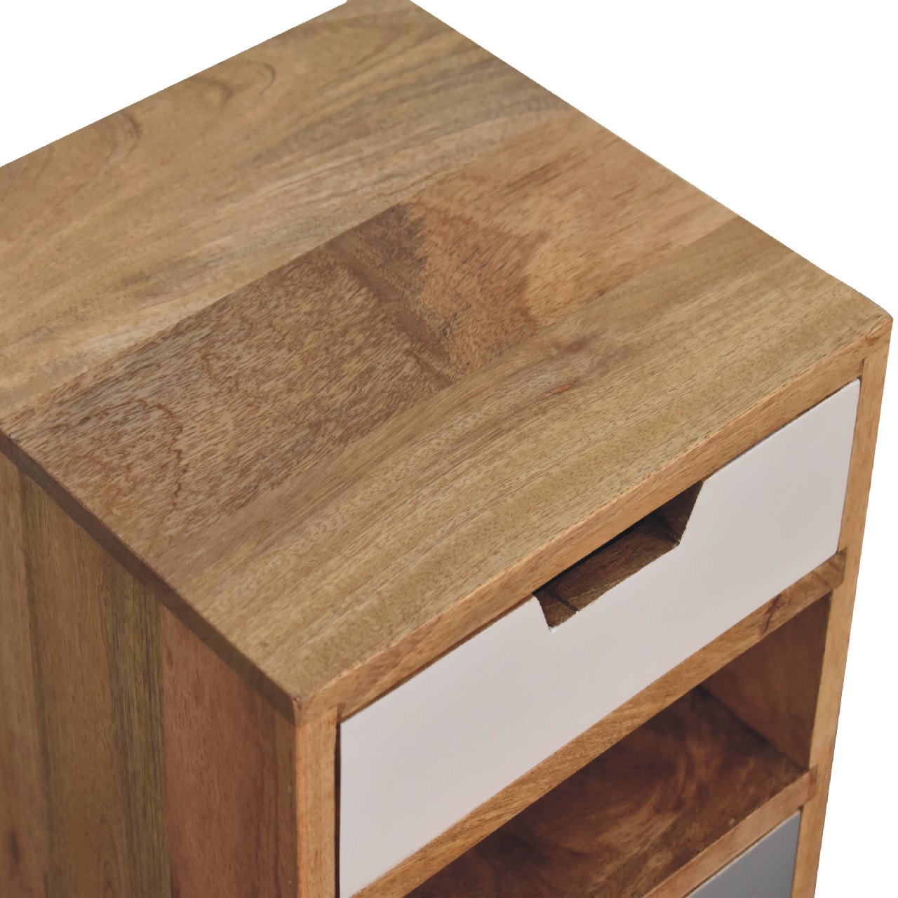 Mini Grey and White Cut-out Nightstand