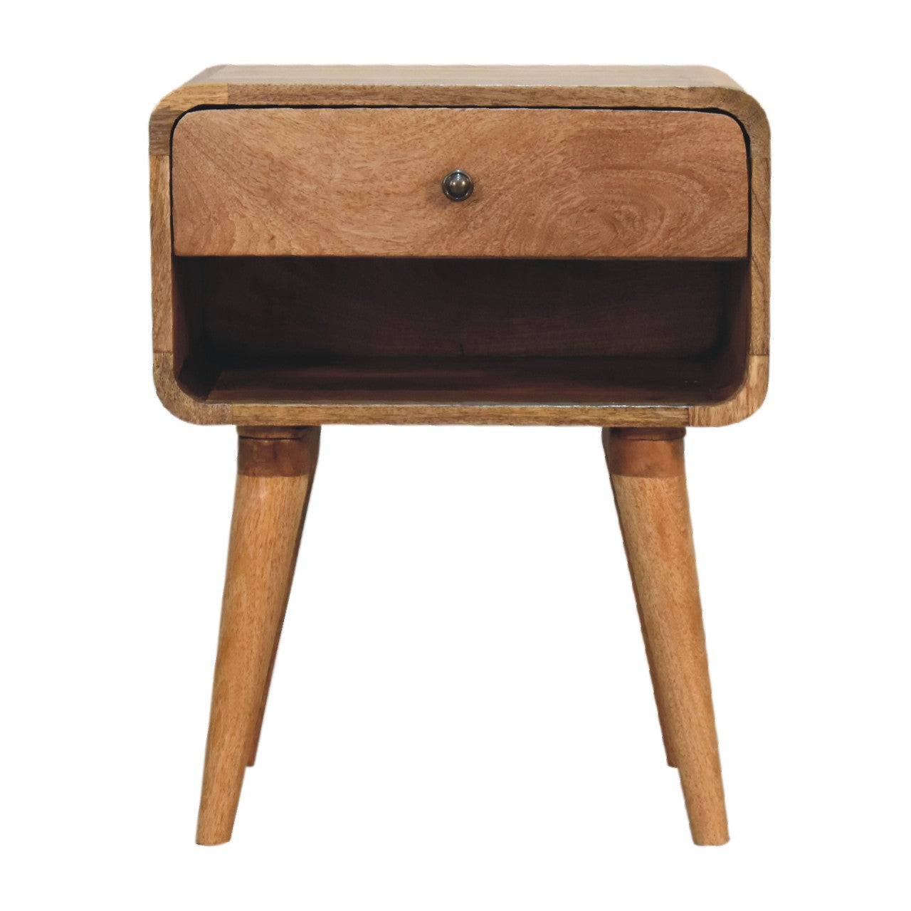Curved Oak-ish Open Nightstand