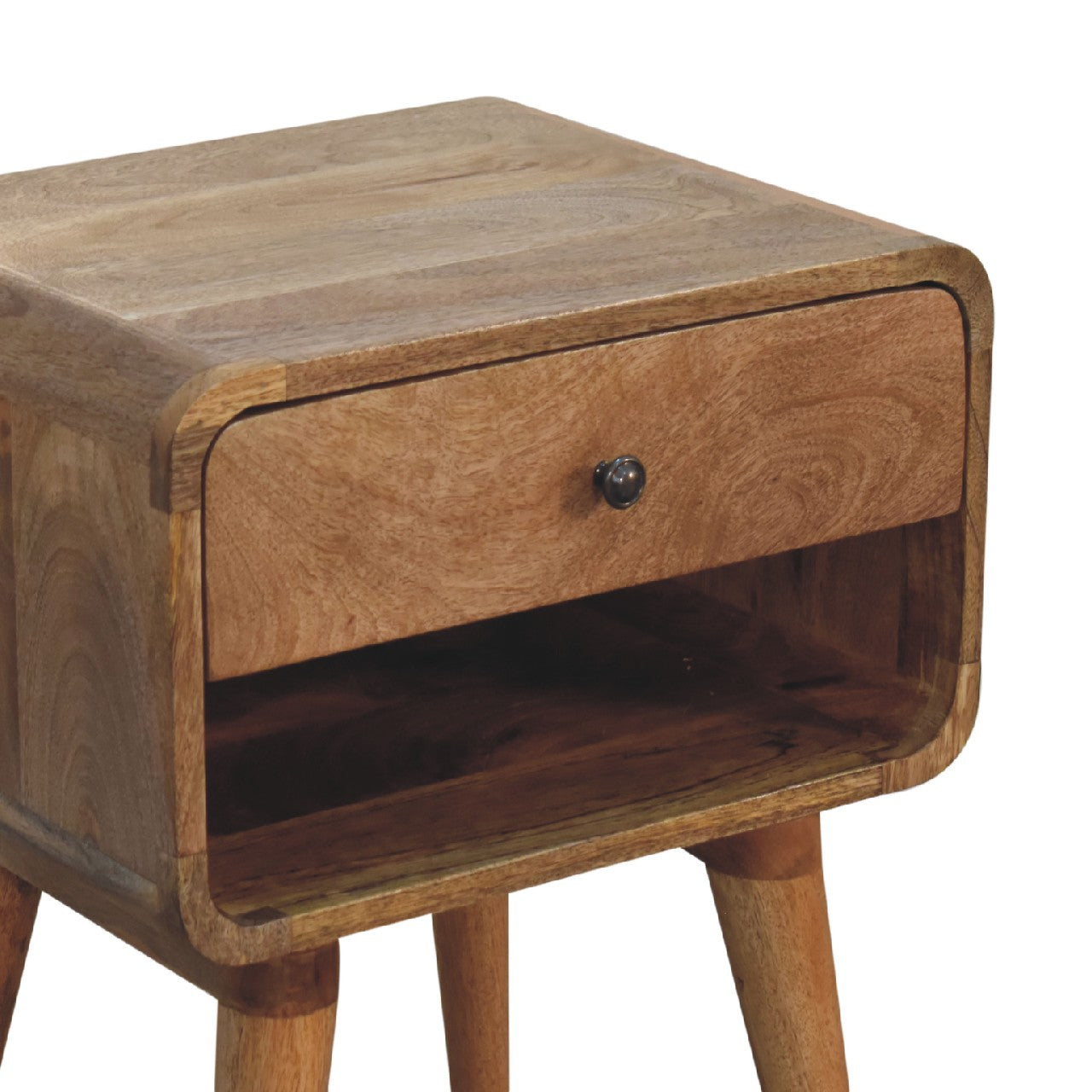 Curved Oak-ish Open Nightstand
