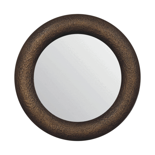 Round Metallic Hammered Mirror