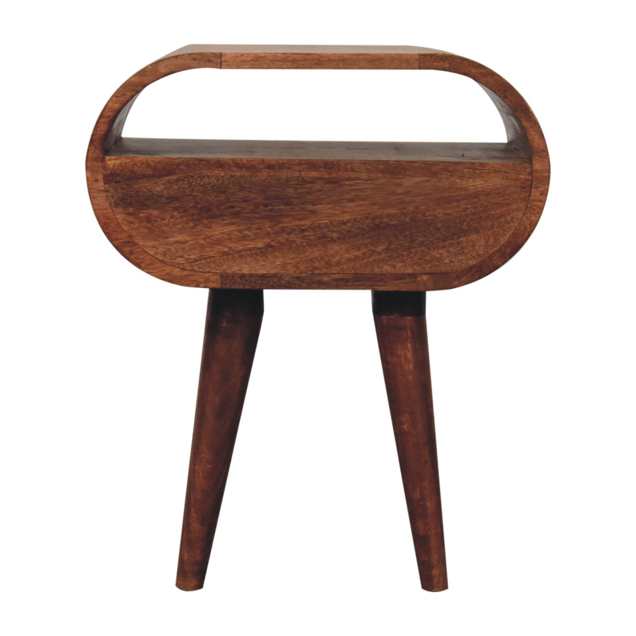 Honey Caramel Circular Bedside with Open Slot