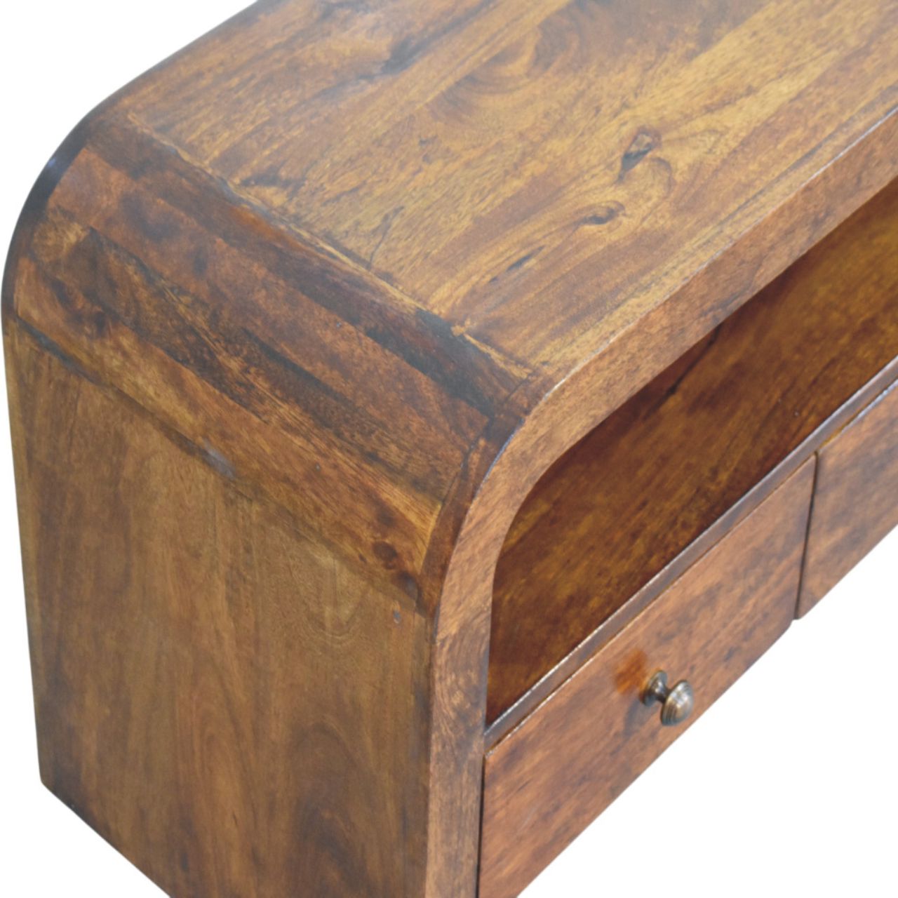 Darcy 3 drawer Open Shelf Chestnut Media unit
