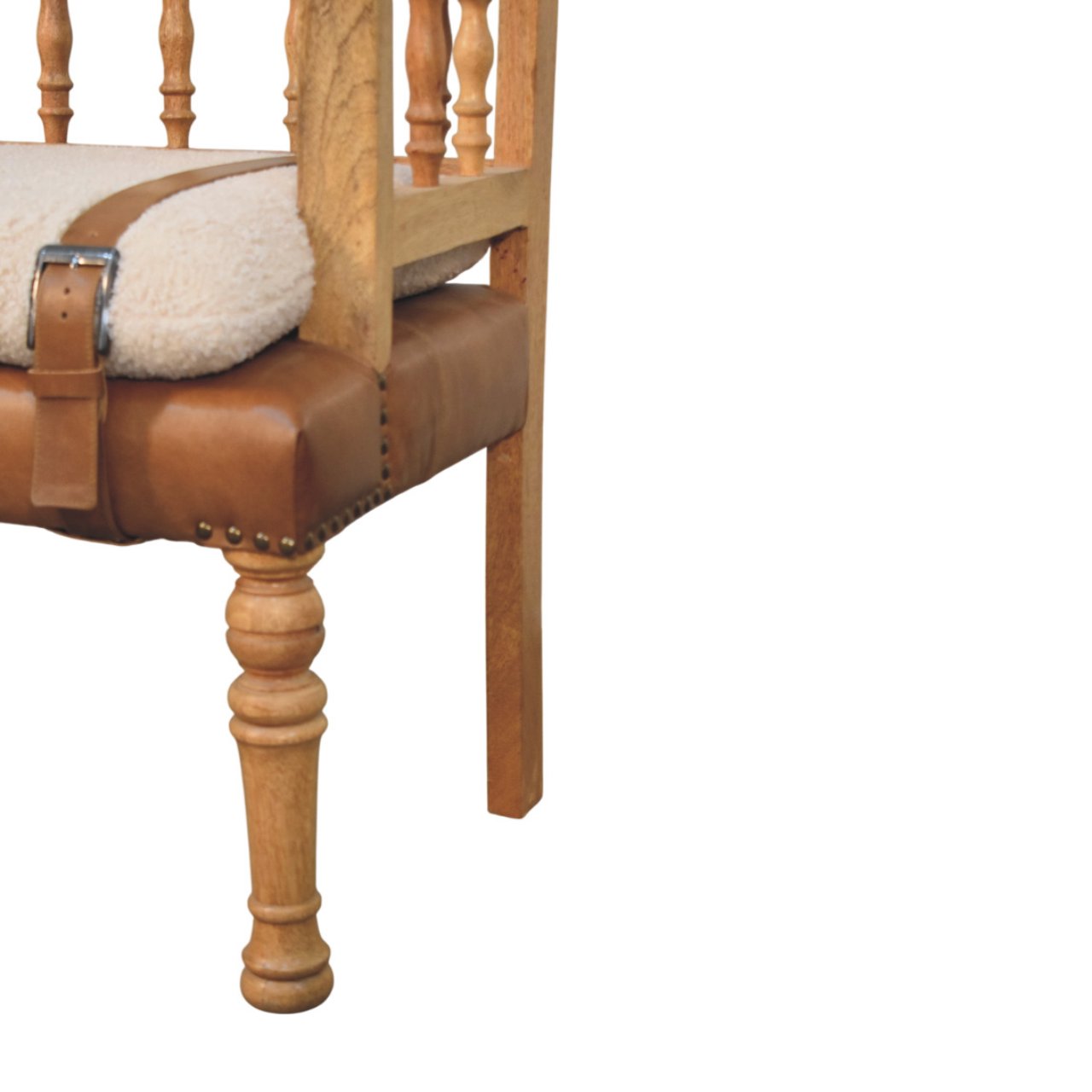 Strapped Hallway Boucle Bench