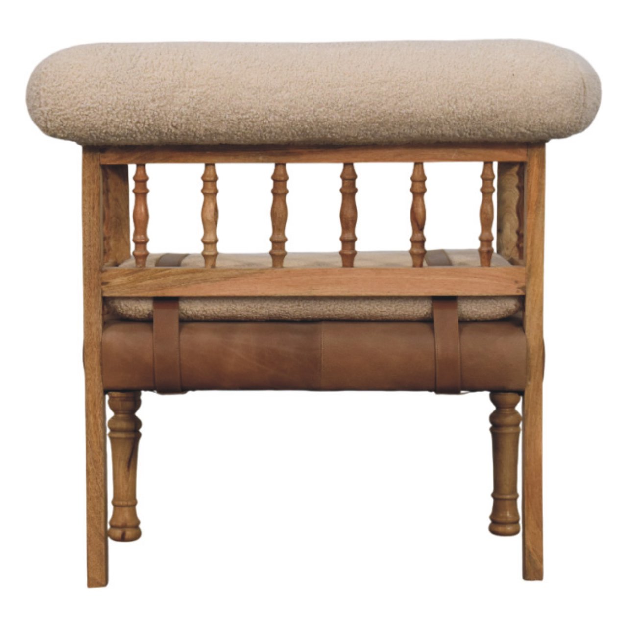 Strapped Hallway Boucle Bench