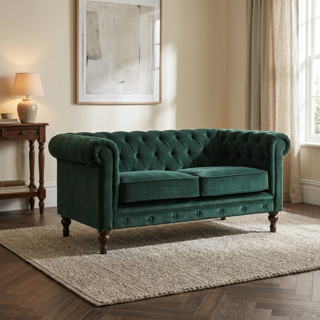 Emerald Green Velvet Chesterfield