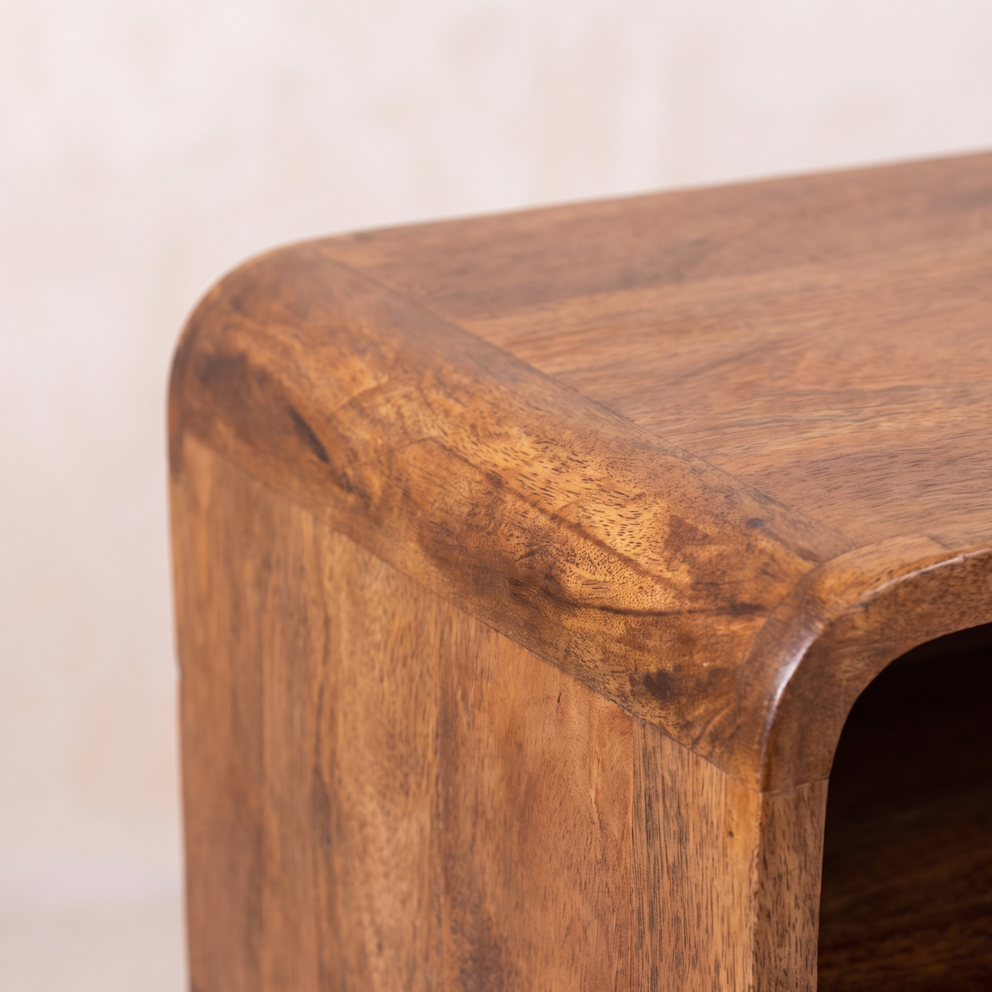 Curved Honey Caramel Console Table
