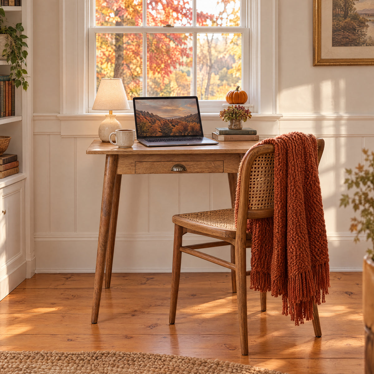 Oak-ish Solid Wood Mini Nordic Writing Desk