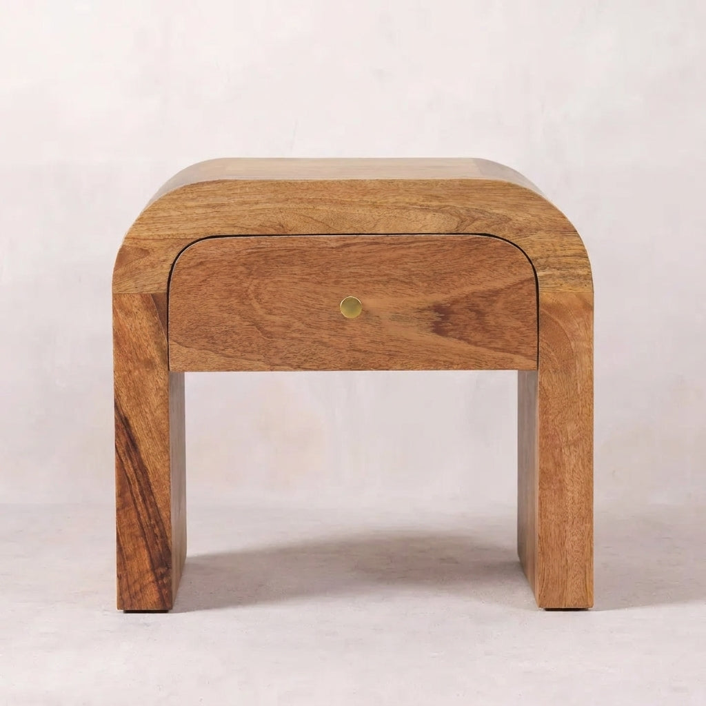 Oak-Ish Solid Wood Oak-Ish Curved Nightstand
