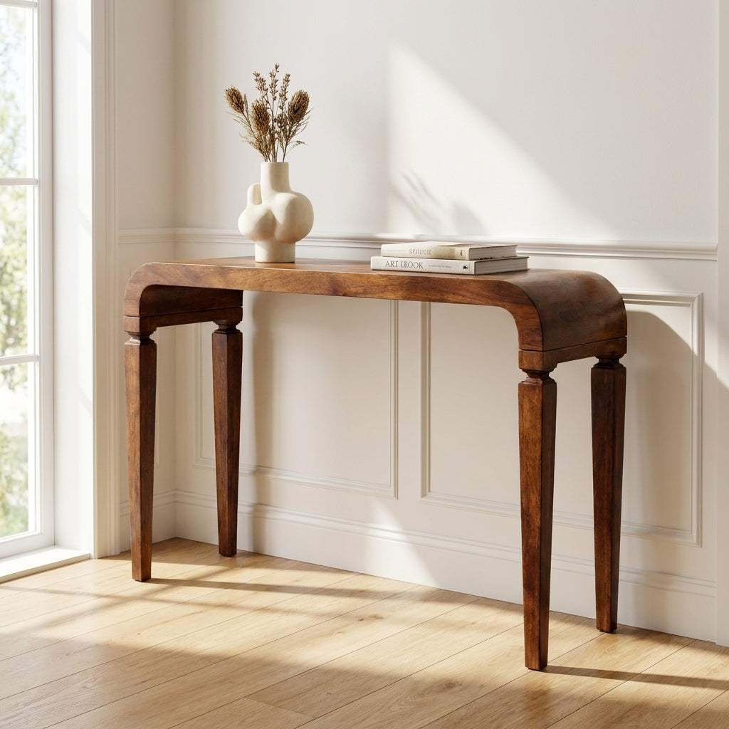 Chestnut Solid Wood Curved Console Table