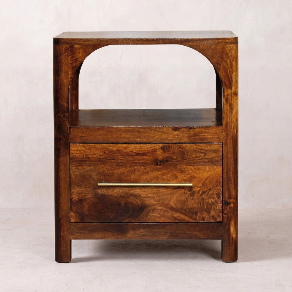 Chestnut Solid Wood Arc Nightstand