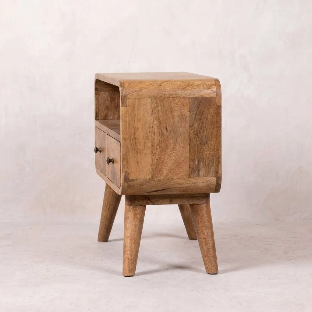 Oak-Ish Solid Wood Mini Curved Media Unit