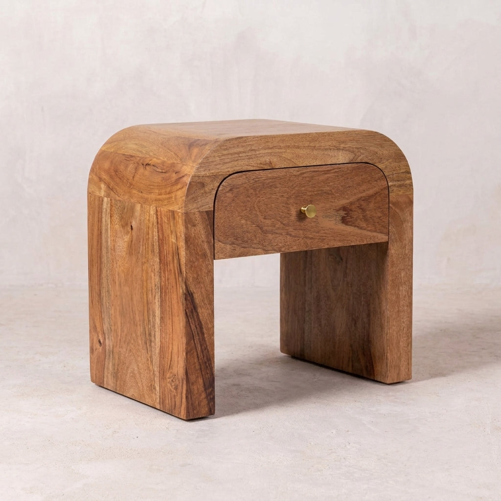 Oak-Ish Solid Wood Oak-Ish Curved Nightstand