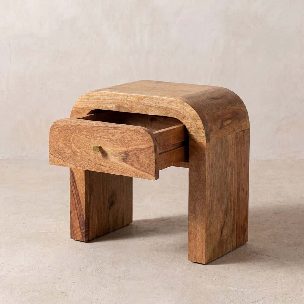 Oak-Ish Solid Wood Oak-Ish Curved Nightstand