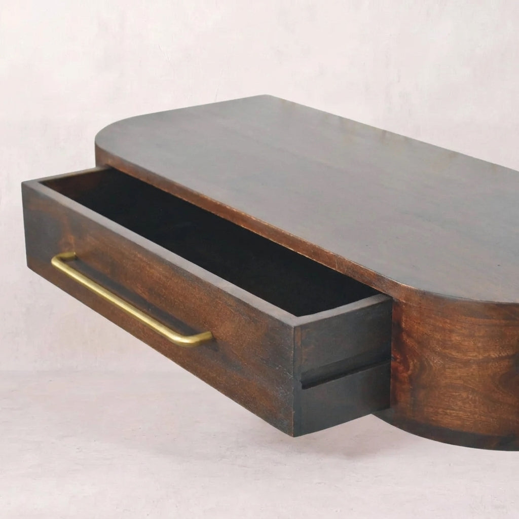 Velvet Mocha Solid Wood Wall Mounted Console
