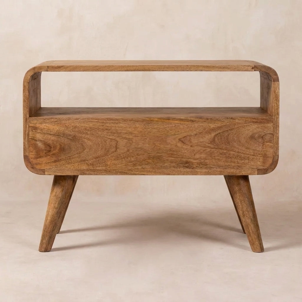 Oak-Ish Solid Wood Mini Curved Media Unit