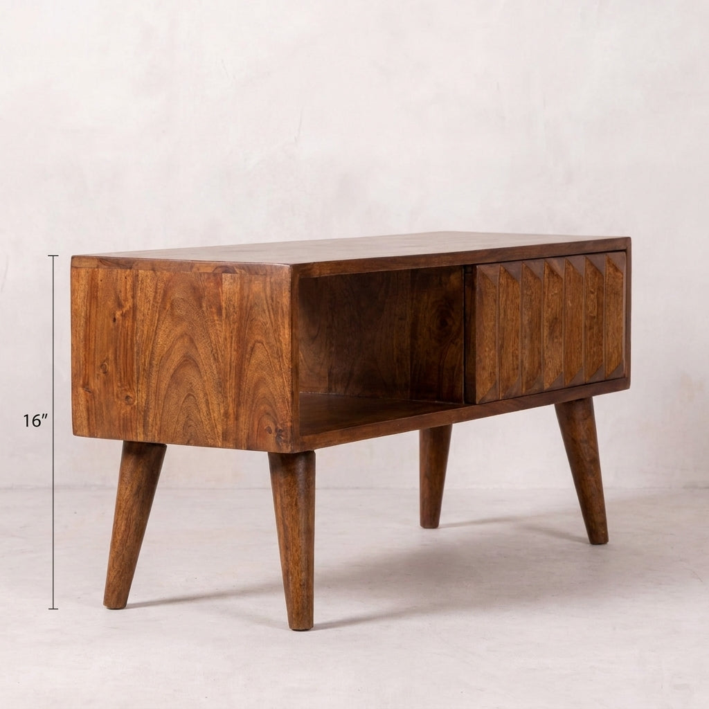 Chestnut Solid Wood Prism Sliding Media Unit