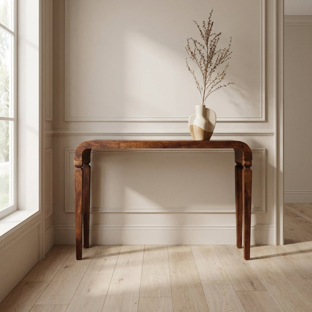 Chestnut Solid Wood Curved Console Table