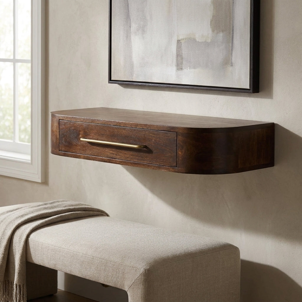 Velvet Mocha Solid Wood Wall Mounted Console
