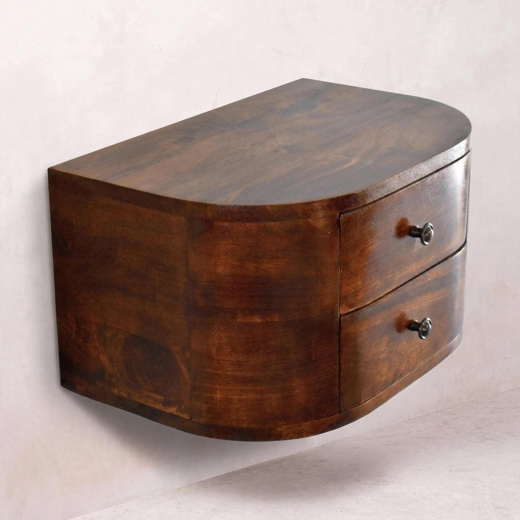 Chestnut Solid Wood 2 Drawer Floating Nightstand