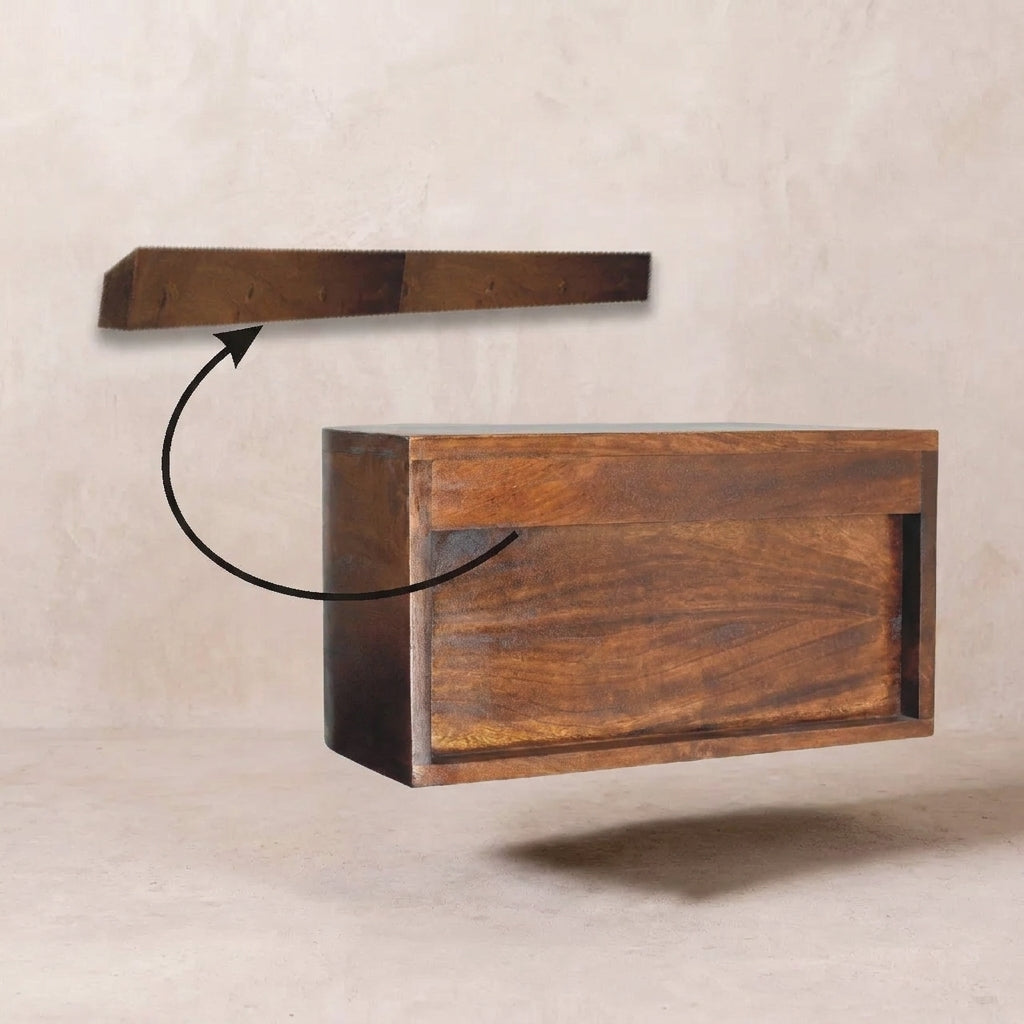 Chestnut Solid Wood 2 Drawer Floating Nightstand