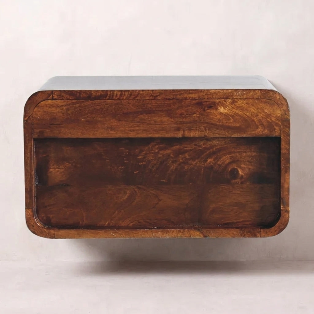 Large Chestnut Curve Upper Slot Floating Bedside