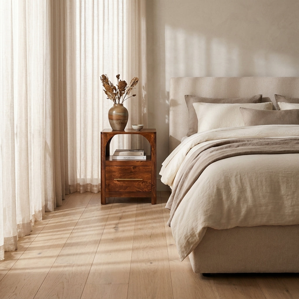 Chestnut Solid Wood Arc Nightstand