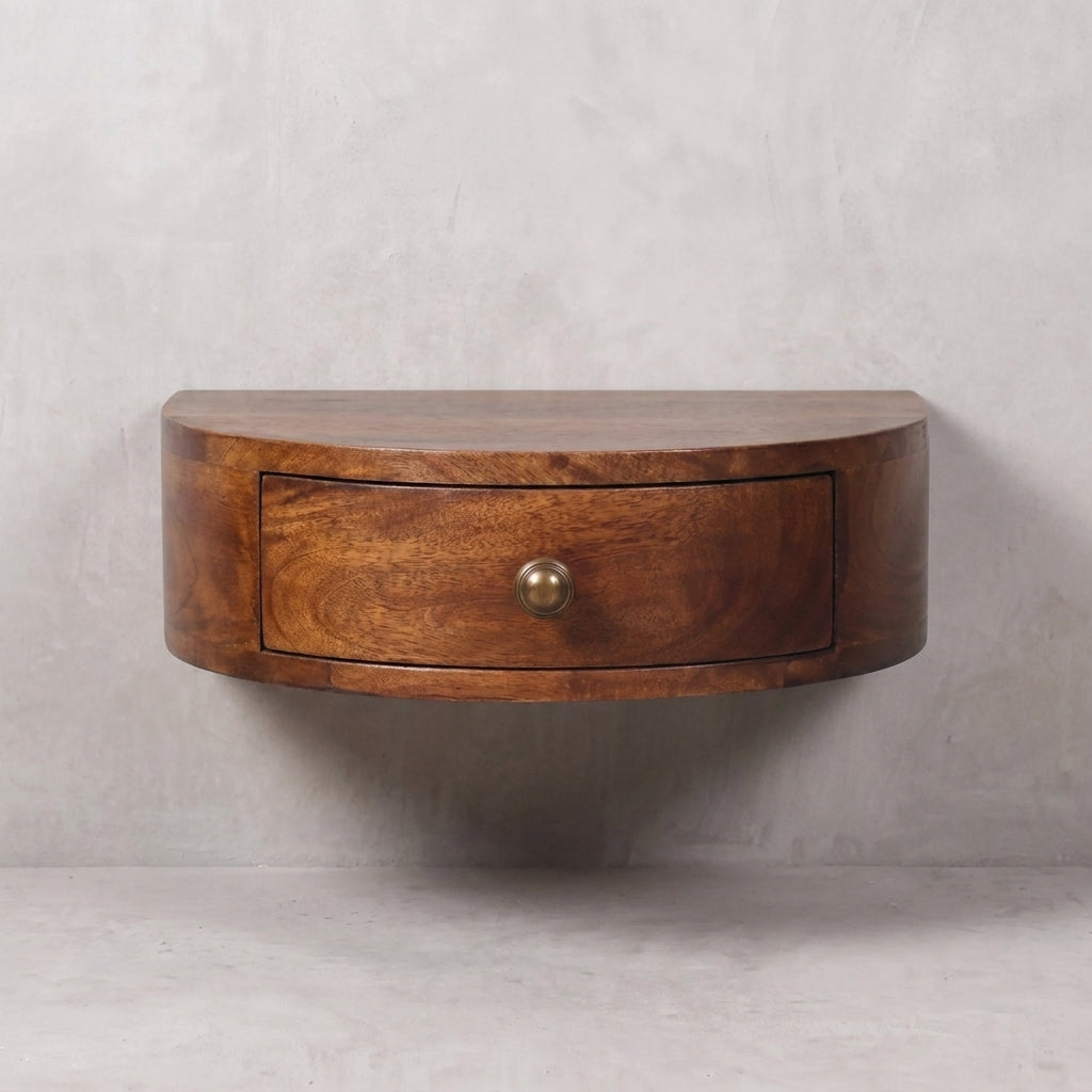 Honey Caramel Solid Wood Wall Mounted Nightstand