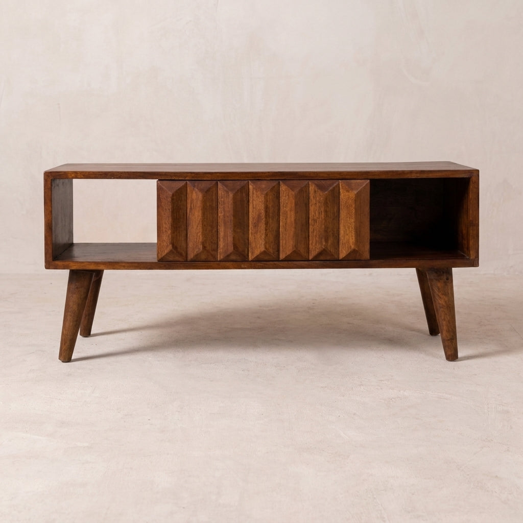 Chestnut Solid Wood Prism Sliding Media Unit