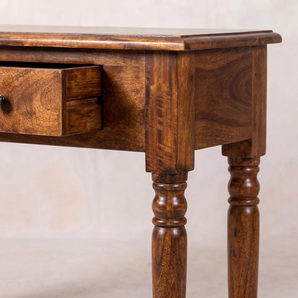 Chestnut Solid Wood Turned Legs 3 Drawer Console