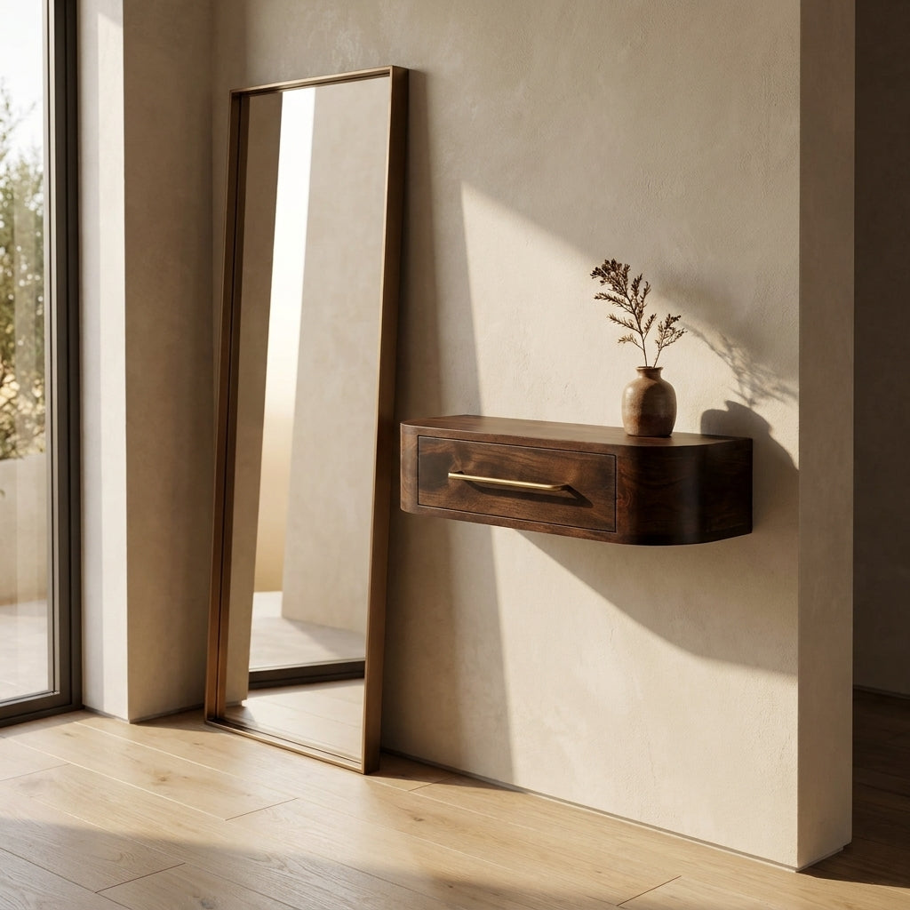 Velvet Mocha Solid Wood Wall Mounted Console