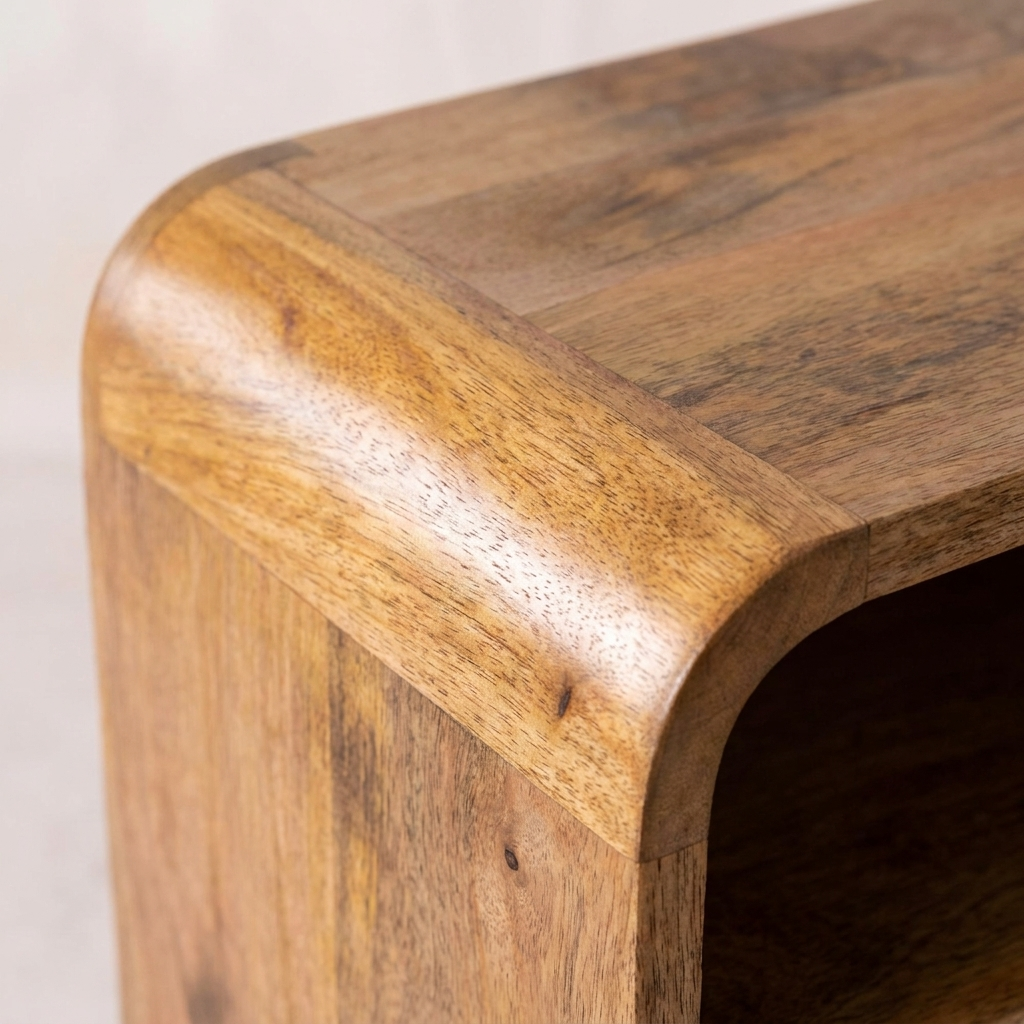 Large Floating Nightstand — Solid Mango Wood, Oak-ish Finish