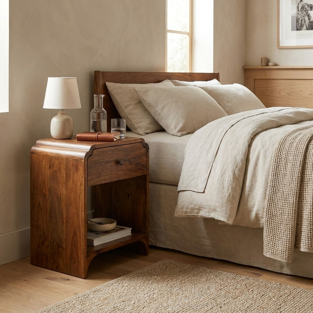 Solid Mango Wood Chestnut Nightstand
