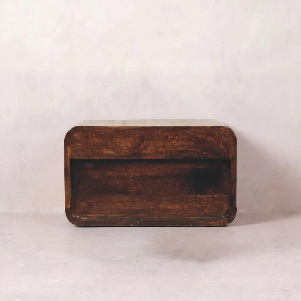 Floating Nightstand — Solid Mango Wood, California Walnut Finish