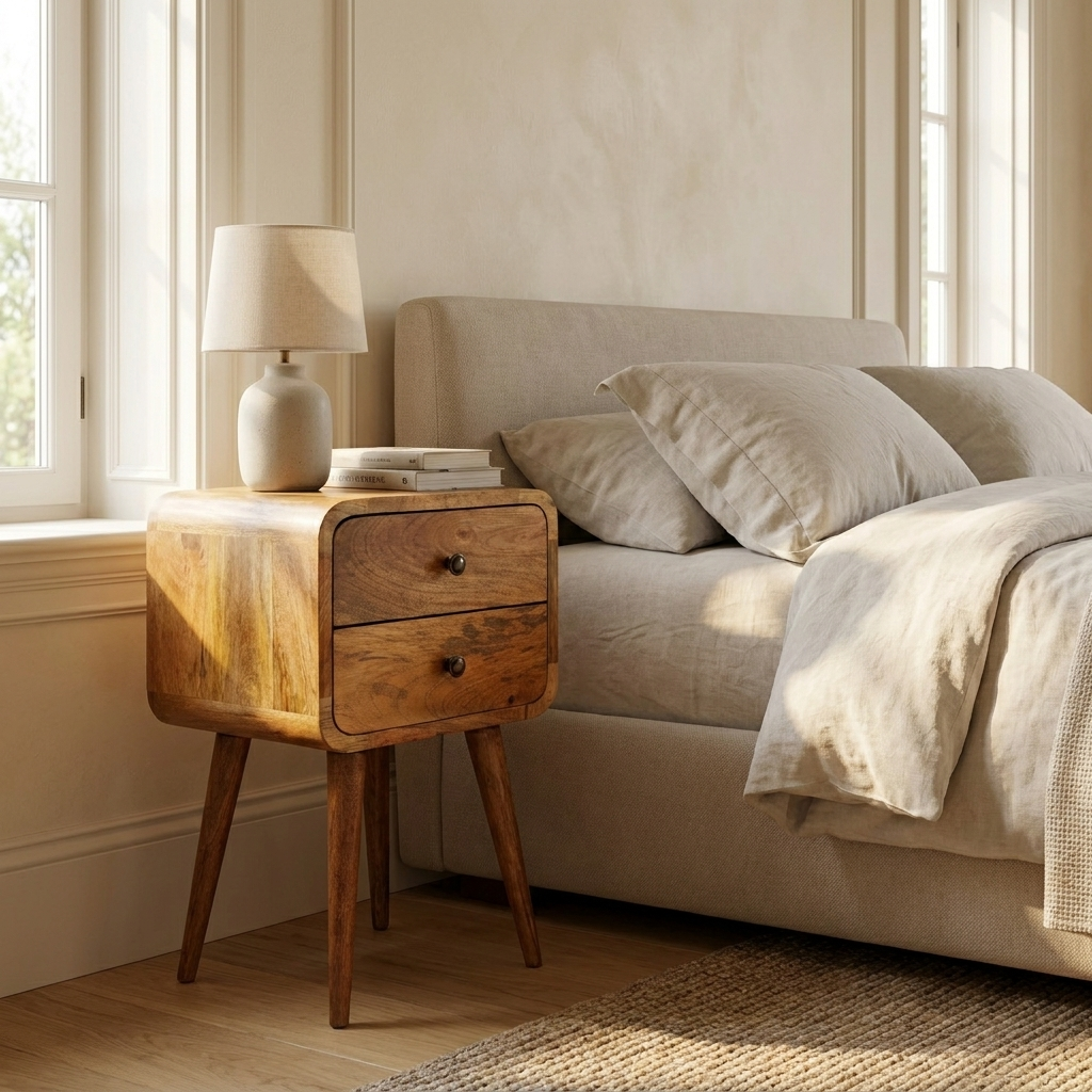 Mini Oak-ish Curved nightstand