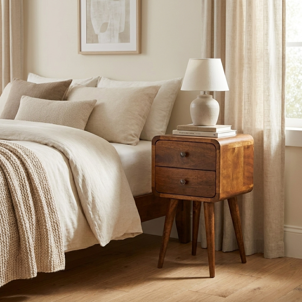 Mini Chestnut Curved nightstand
