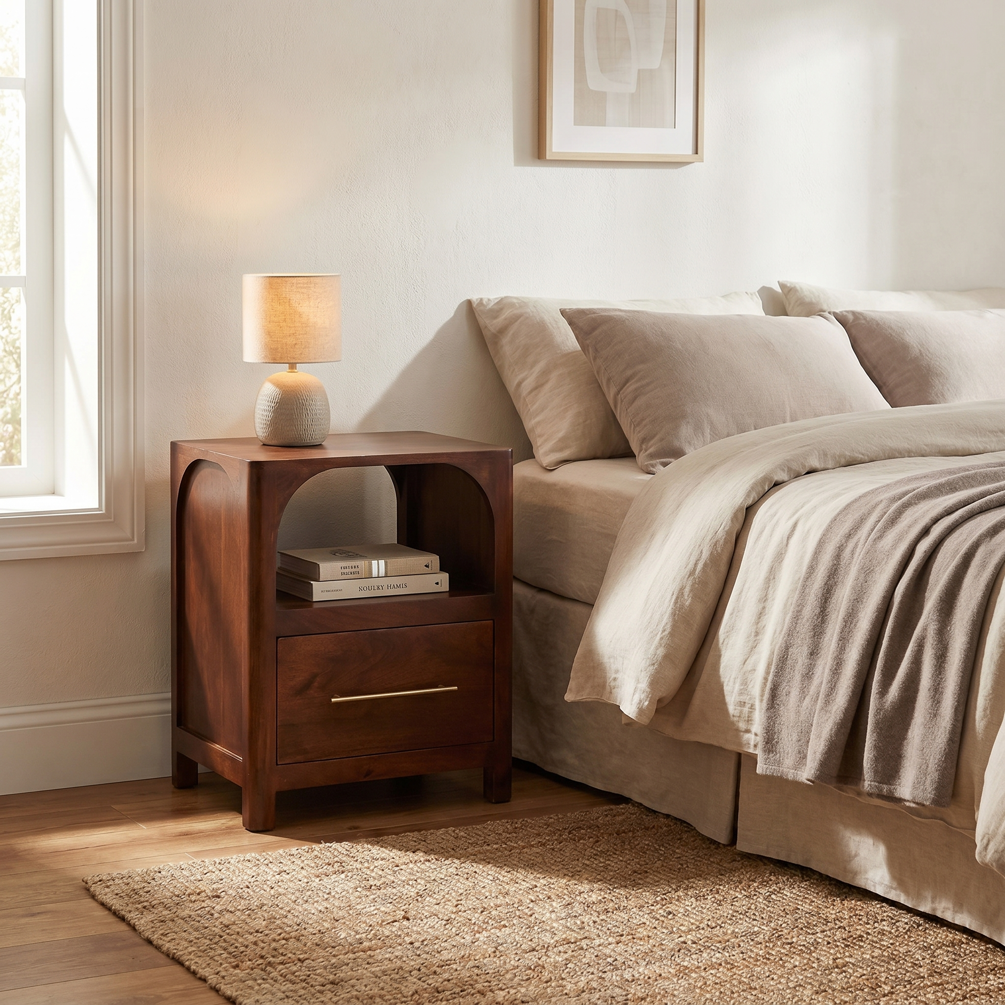 Arched Edge 1 Drawer Bedside