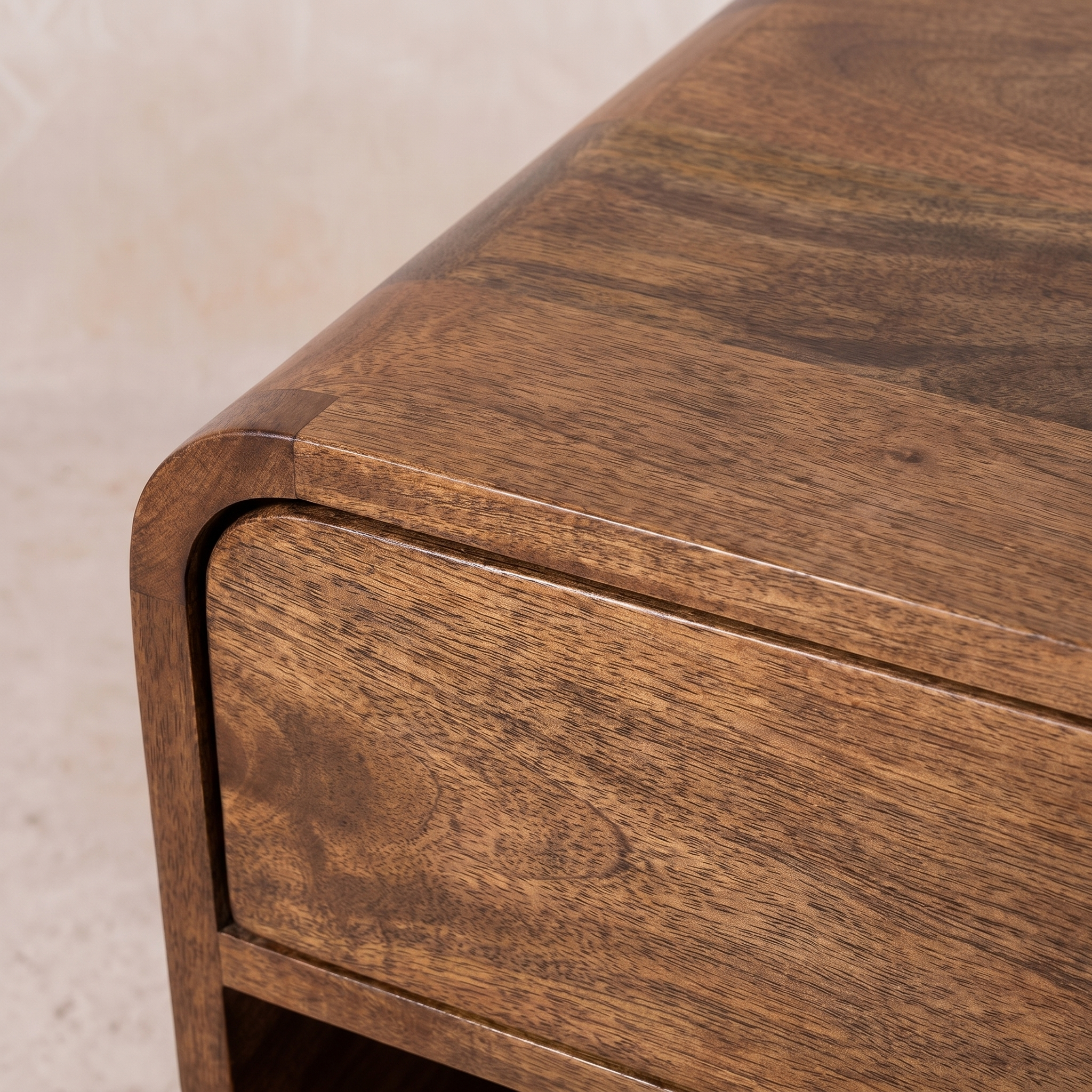 Large Chestnut Curve Floating Bedside
