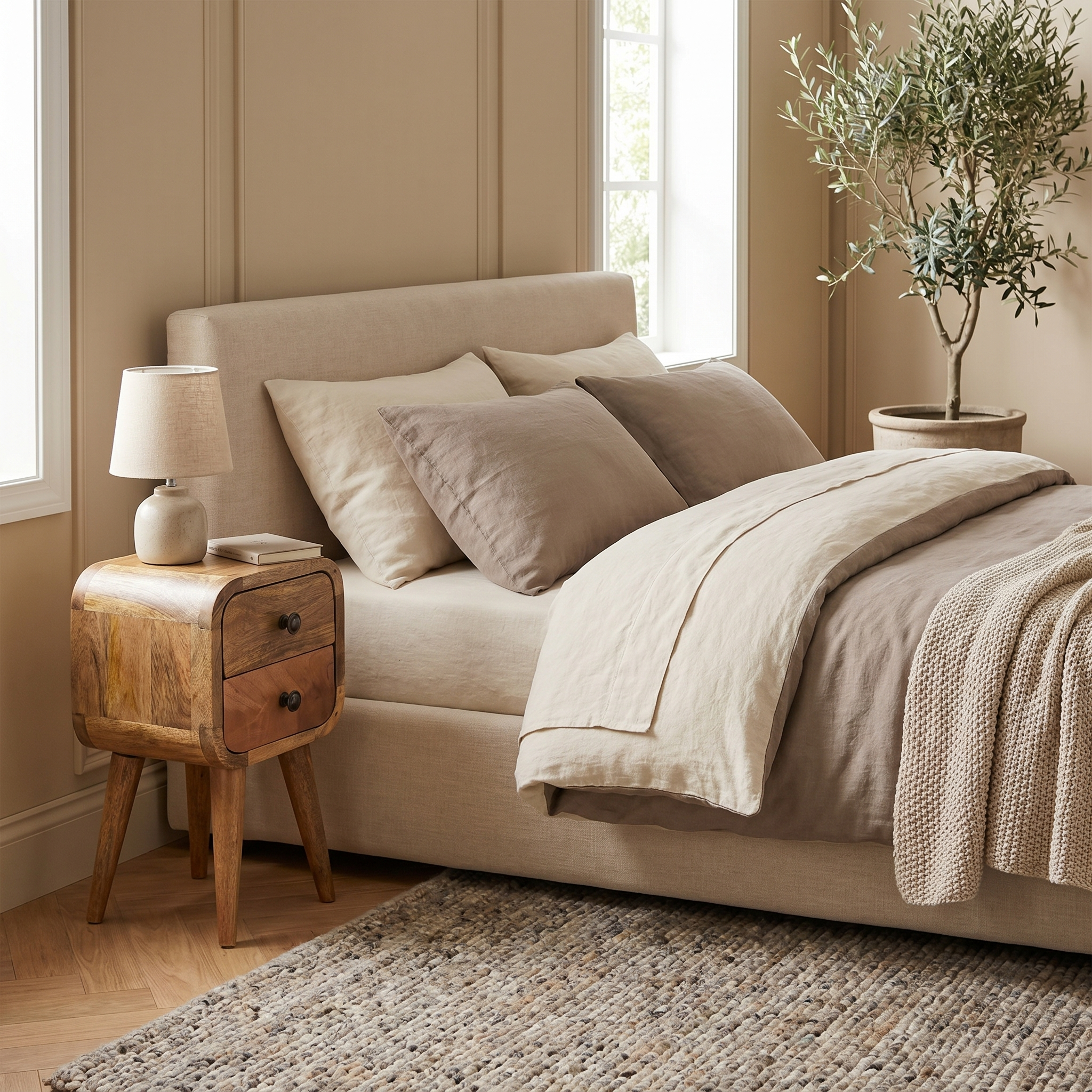 Extra Mini Curved Oak-ish Bedside