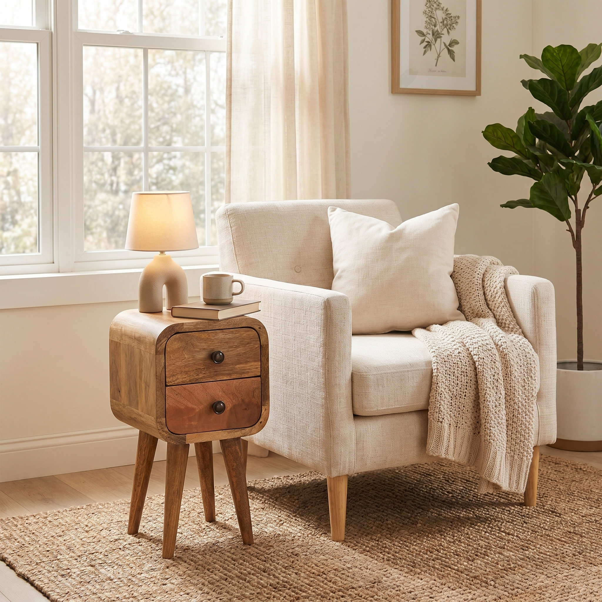 Extra Mini Curved Oak-ish Bedside