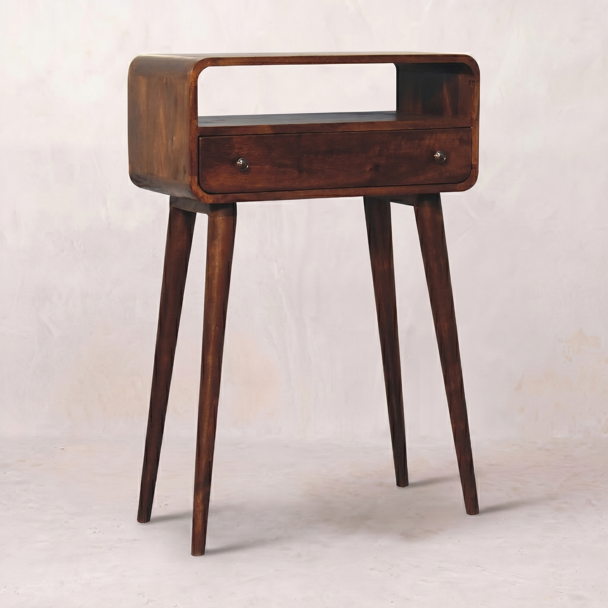 Chestnut Nordic Style One Drawer & One Open Slot Console Table