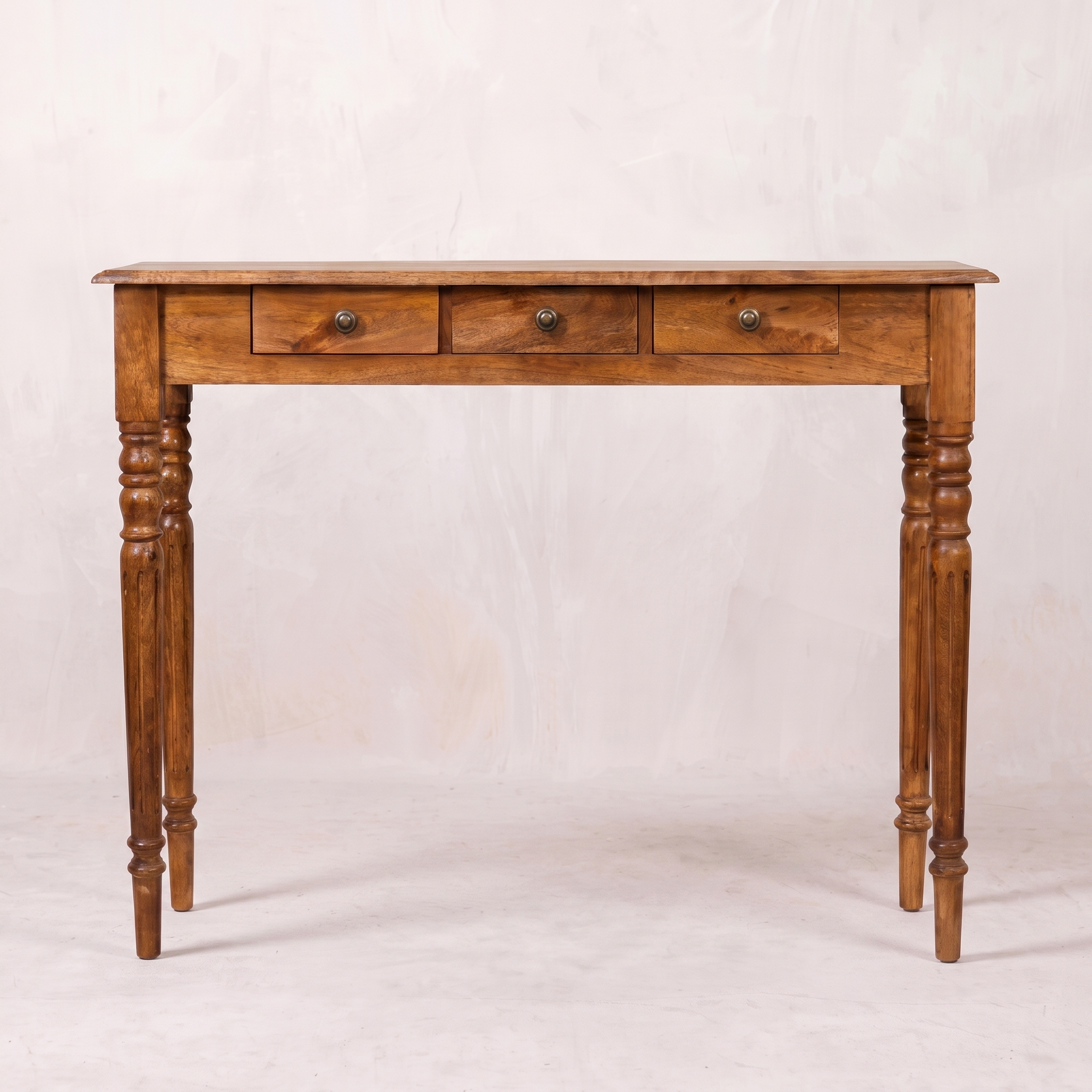 Three Drawer Console with Turned Legs