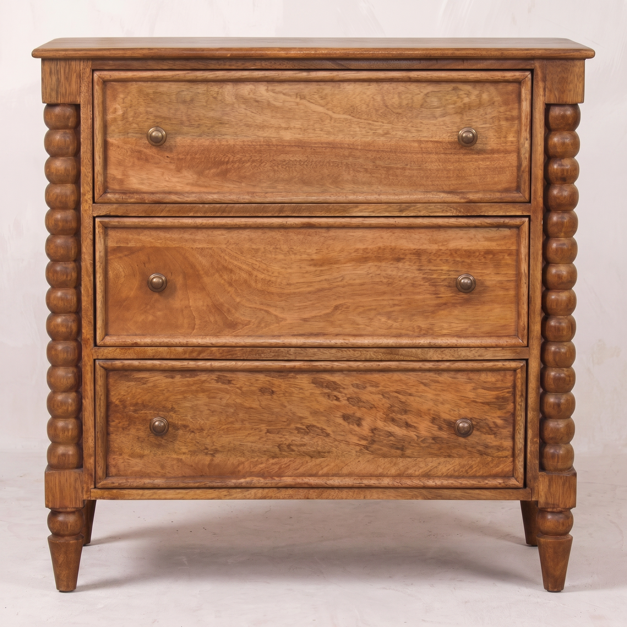 Vintage Spindle Amber Oak Chest of Drawers