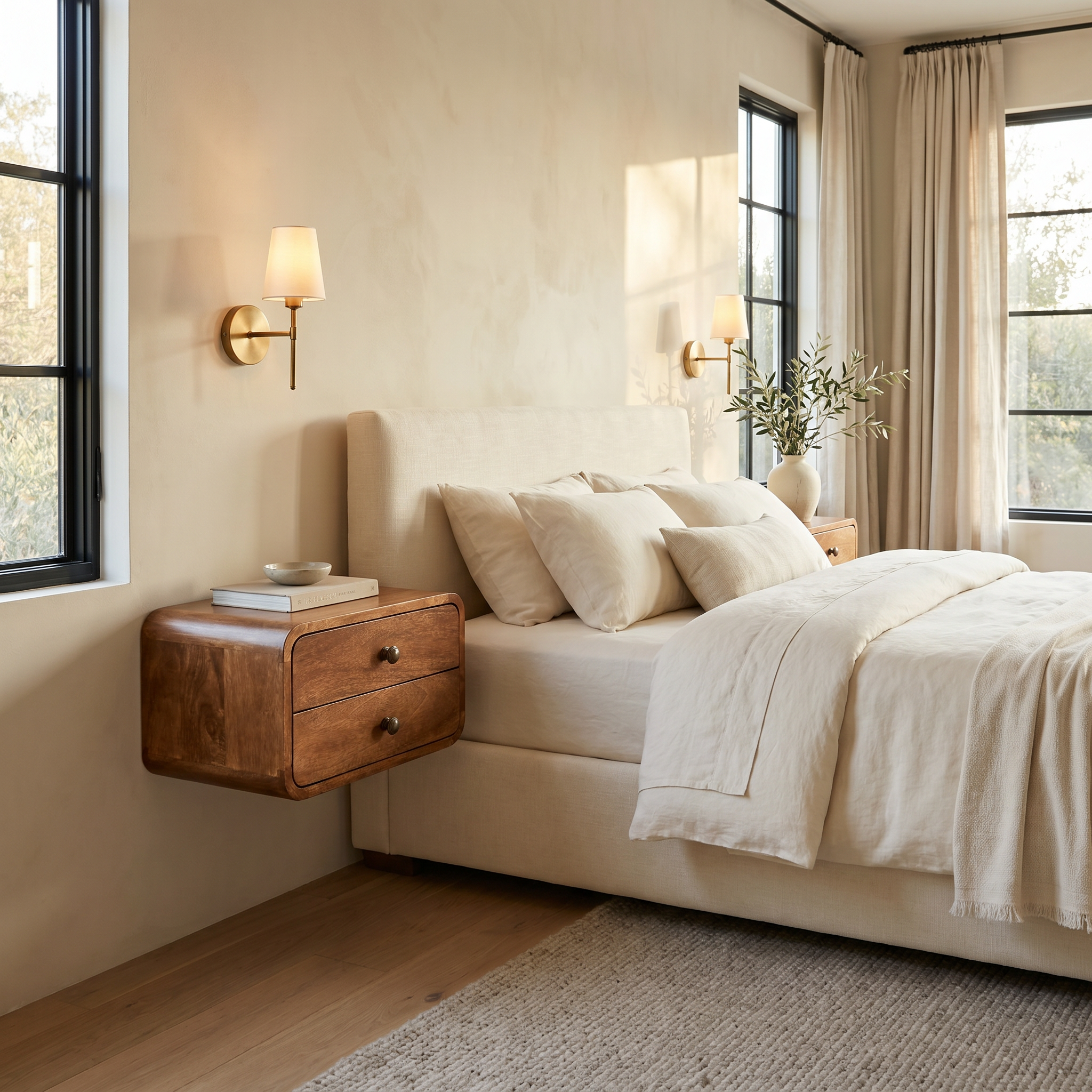 Honey Caramel 2 Drawer Floating Bedside