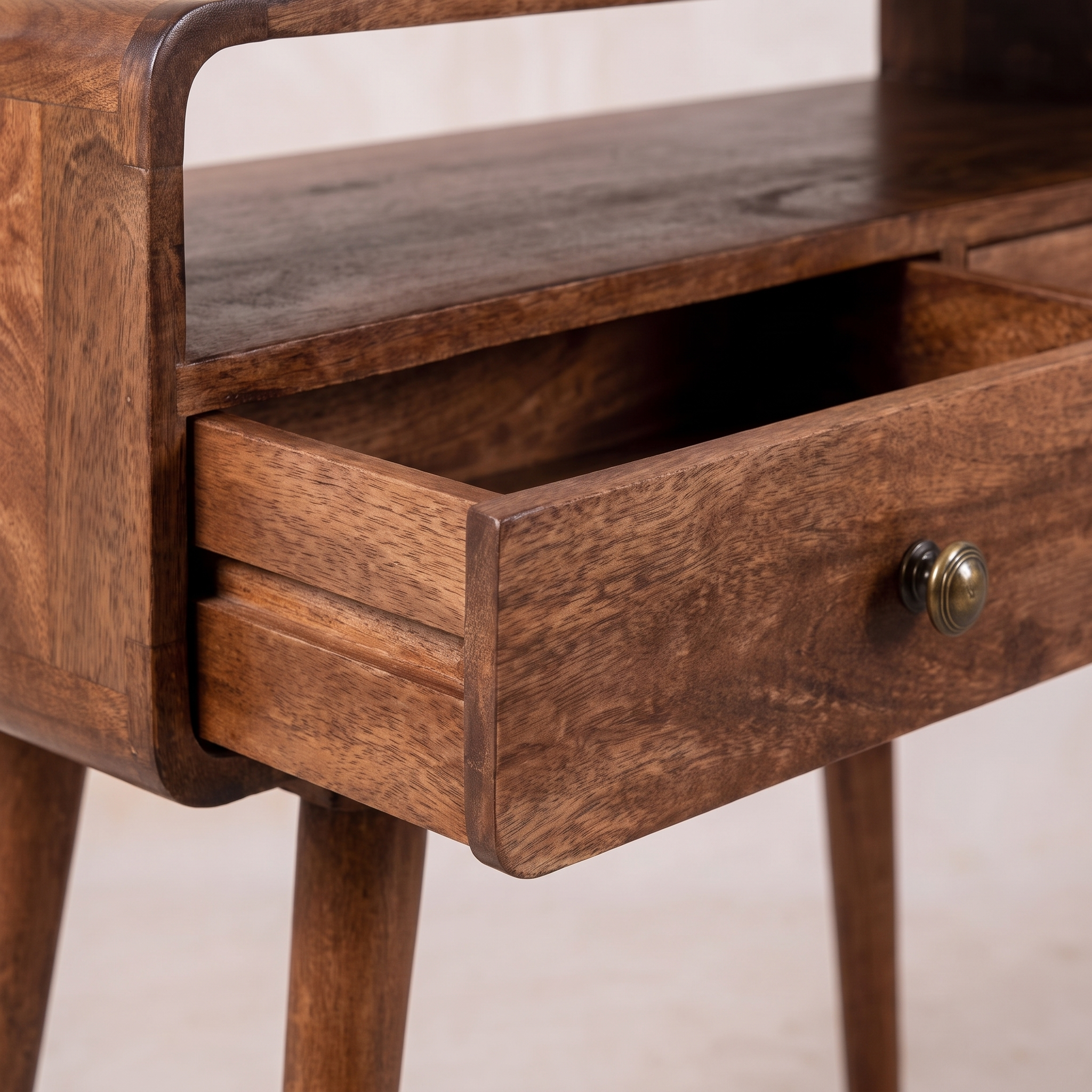 Curved Honey Caramel Console Table