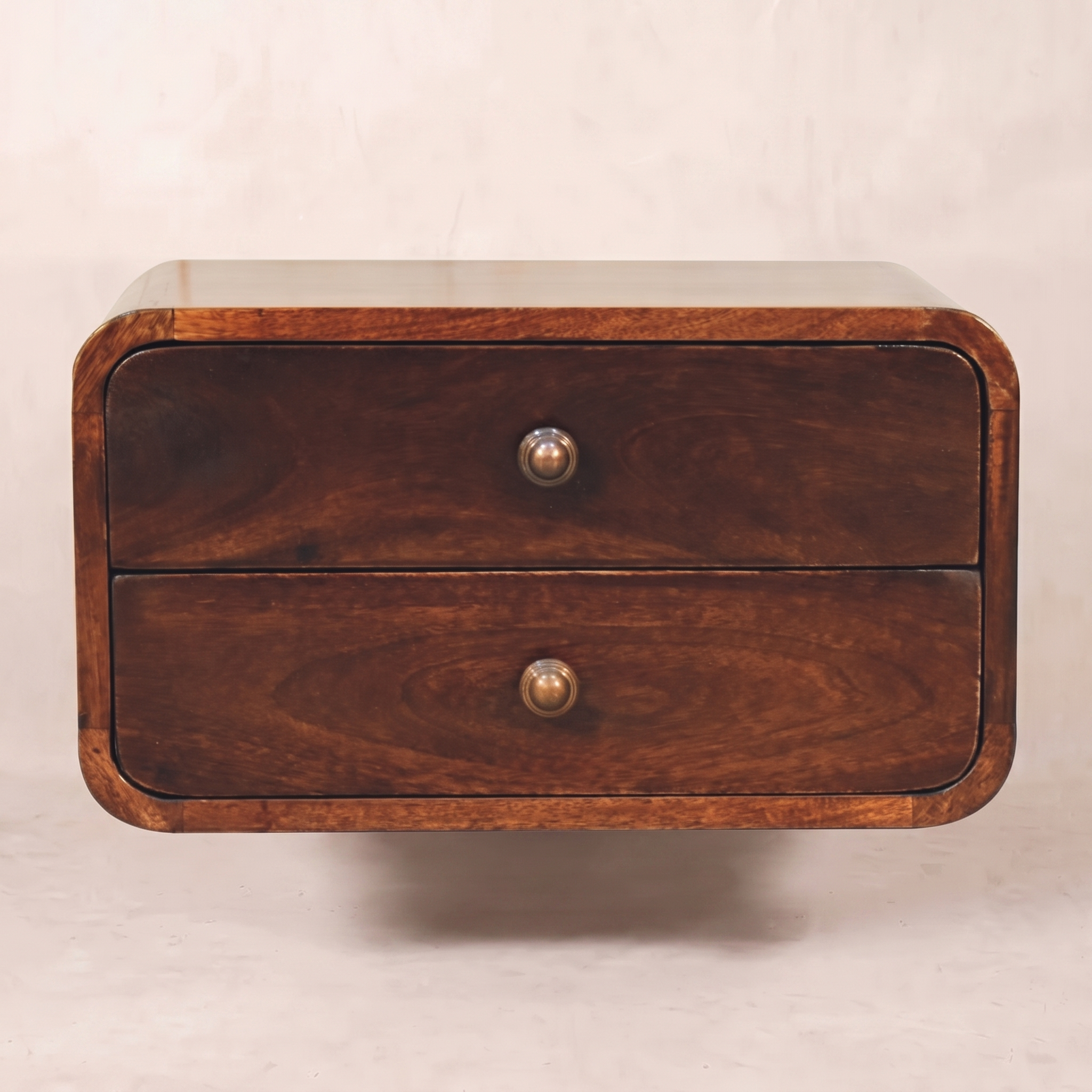 Curved California Walnut Wall Mounted Bedside